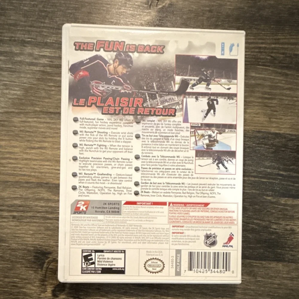 2K Sports NHL 2K9 Nintendo Wii Game Bonus 60-Day Trial Gamecenter Live E10+ 2008